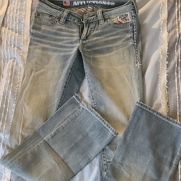 Affliction Women Bootcut Jeans Jade Wing Cutout - Picture 6 of 7